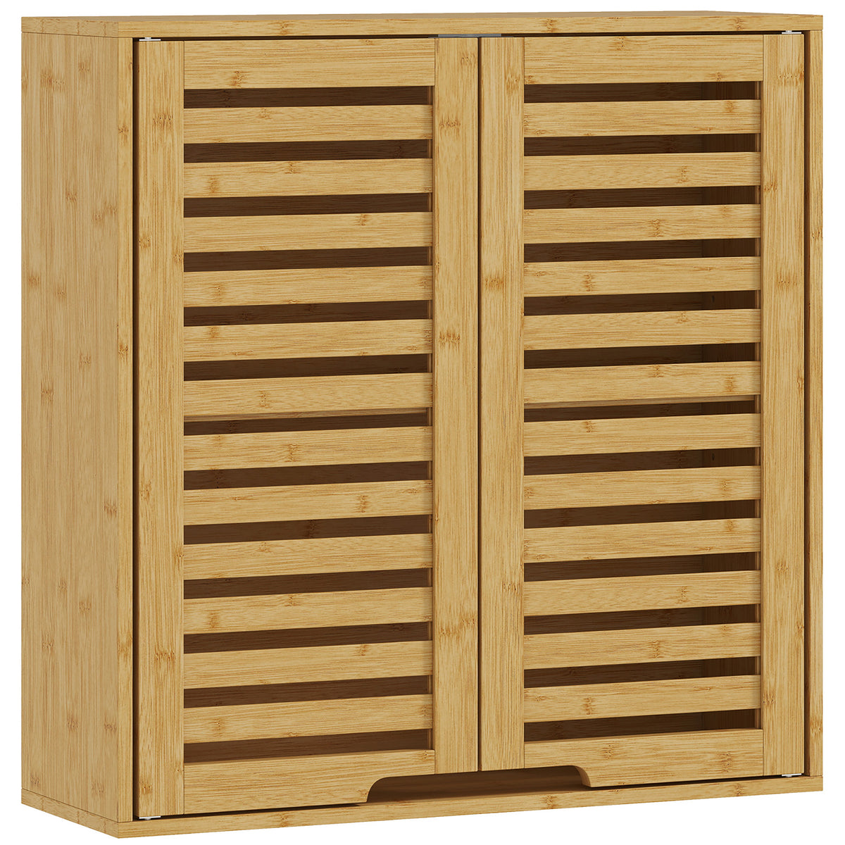 Armoire murale de salle de bain, meuble de rangement avec étagère réglable, en bambou 60 x 20 x 60 cm effet bois naturel-0