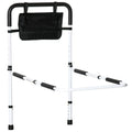 Barre d'appui lit sur pieds protection réglable 5 hauteurs pochette rangement 52 x 85-95 x 71-102 cm blanc noir-0
