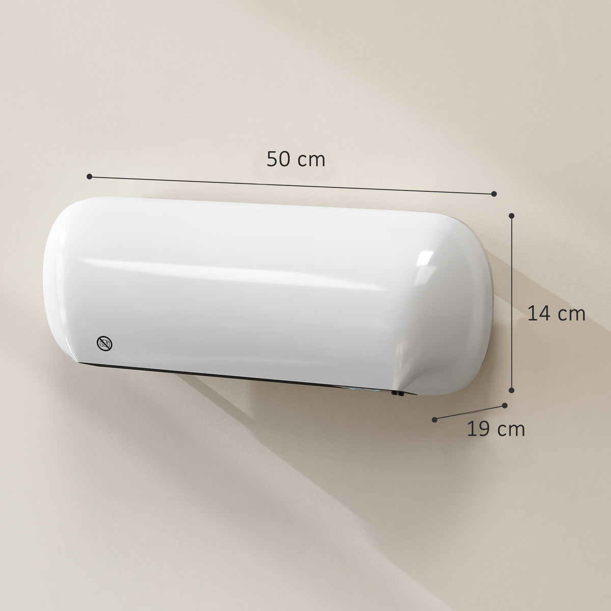 Chauffage mural en céramique 1000/2000W, radiateur électrique, ventilateur, thermostat, minuterie, 50x19x14cm, blanc-2