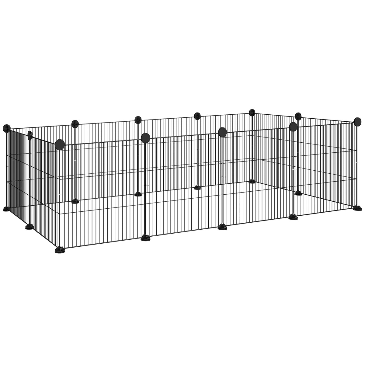 Cage parc enclos pour animaux domestiques bords arrondis fil en acier 140 x 70 x 35 cm noir-0
