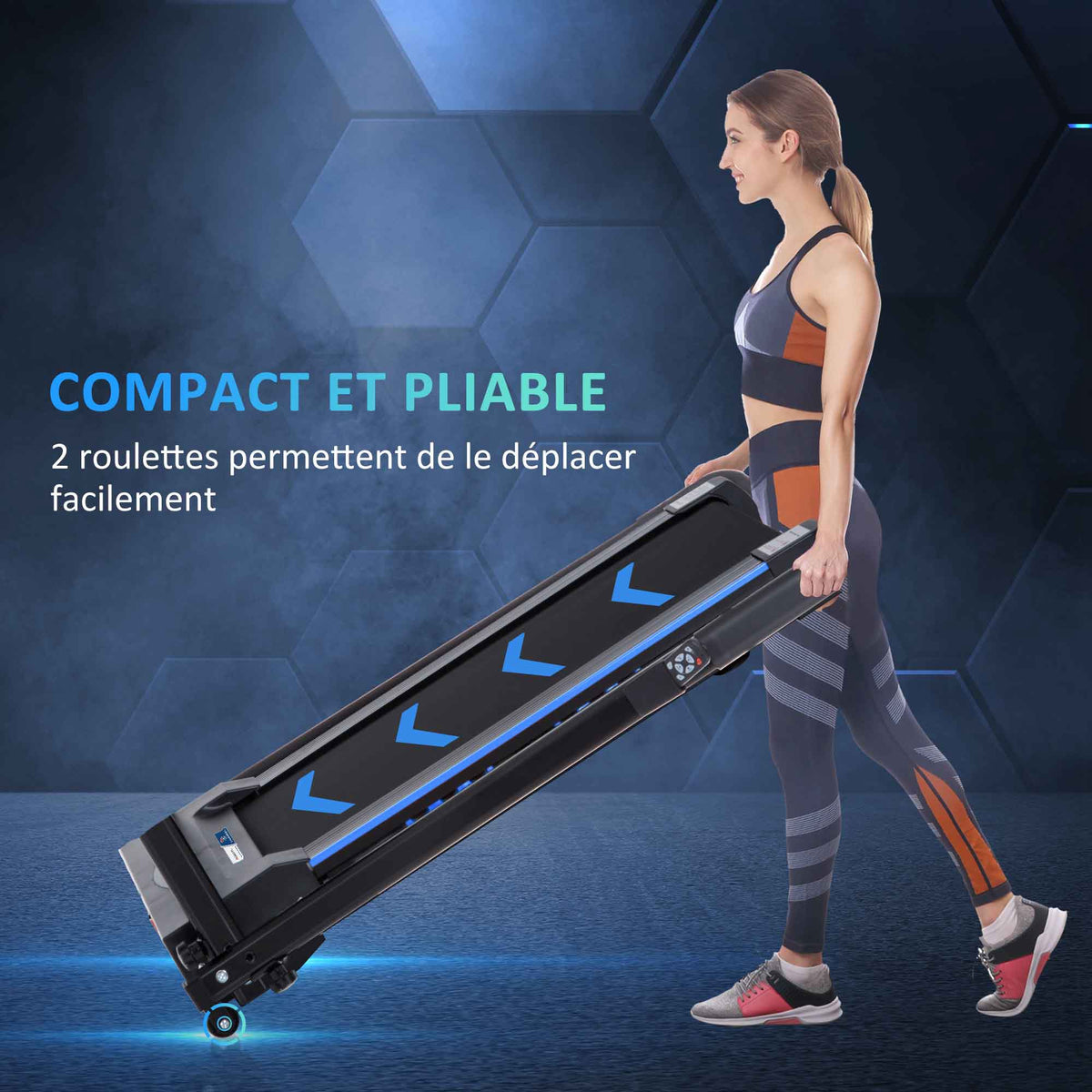 Tapis de course électrique de marche - 370 W pliable télécommande écran LCD vitesse 1-6 Km/h-3
