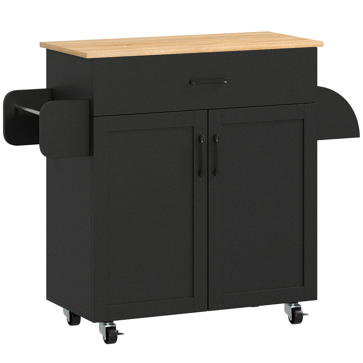 Dessert îlot de cuisine multi-rangements tiroirs placard 2 portes avec étagère réglable 105 x 36 x 85 cm noir-0