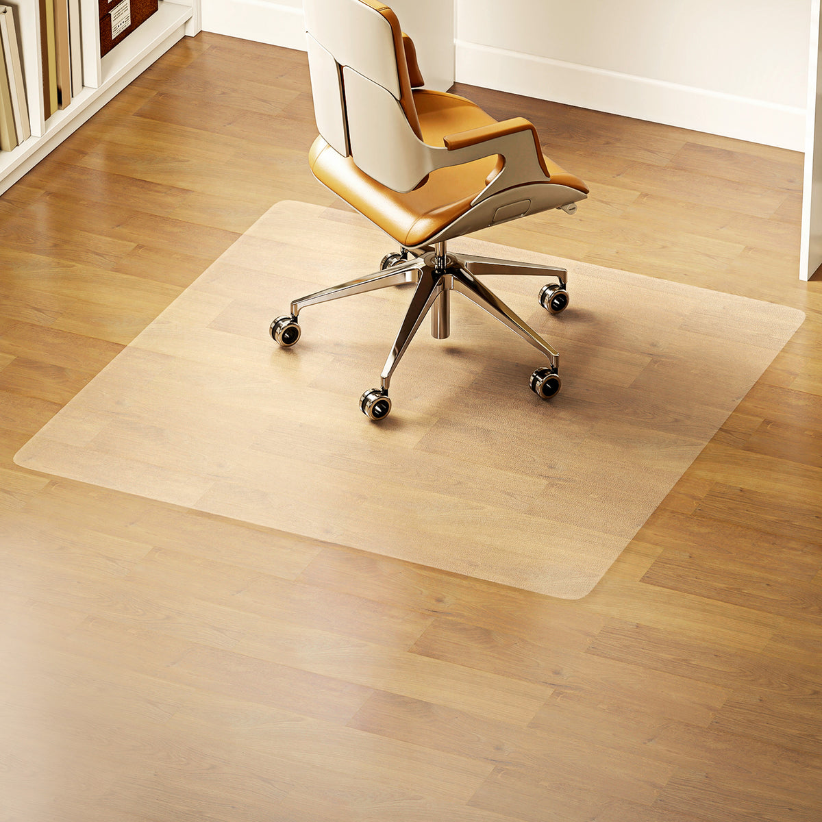 Tapis de chaise de bureau rectangulaire, antidérapants en plastique transparent 120x120cm-9