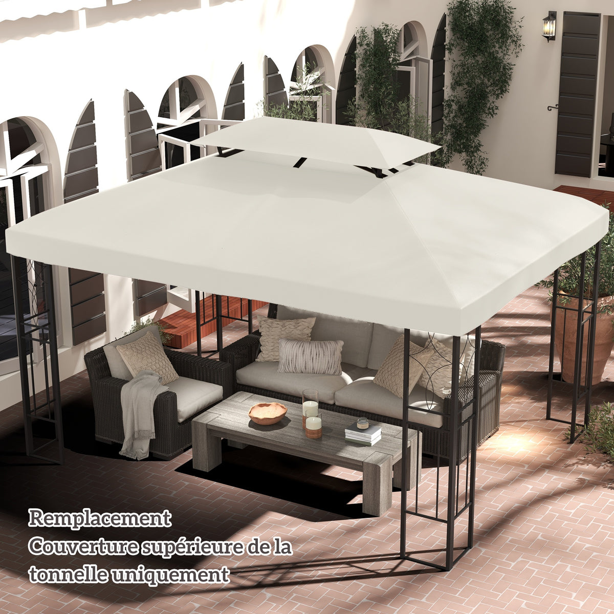 Toit de Rechange pour Tonnelle Crème 3 x 4 m-9