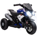 Moto électrique enfants 3 roues 6 V, voiture électrique enfants 3 à 5 ans, effets lumineux et sonores, 86x42x52cm, bleu-0