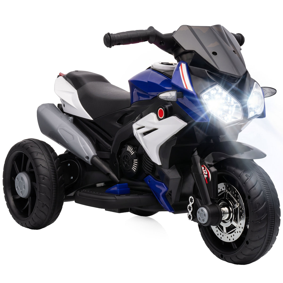 Moto électrique enfants 3 roues 6 V, voiture électrique enfants 3 à 5 ans, effets lumineux et sonores, 86x42x52cm, bleu-0