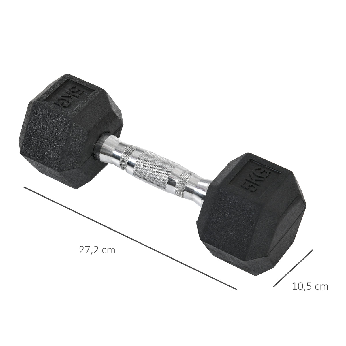 Ensemble d'haltères courtes total 2 x 5 Kg, haltères musculation fitness pour homme et femme, entraînement musculaire & haltérophilie - métal caoutchouc noir-2