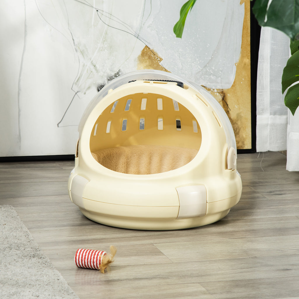 Caisse de transport niche pour chat maison pour chat portable panier lavable coussin amovible beige-9