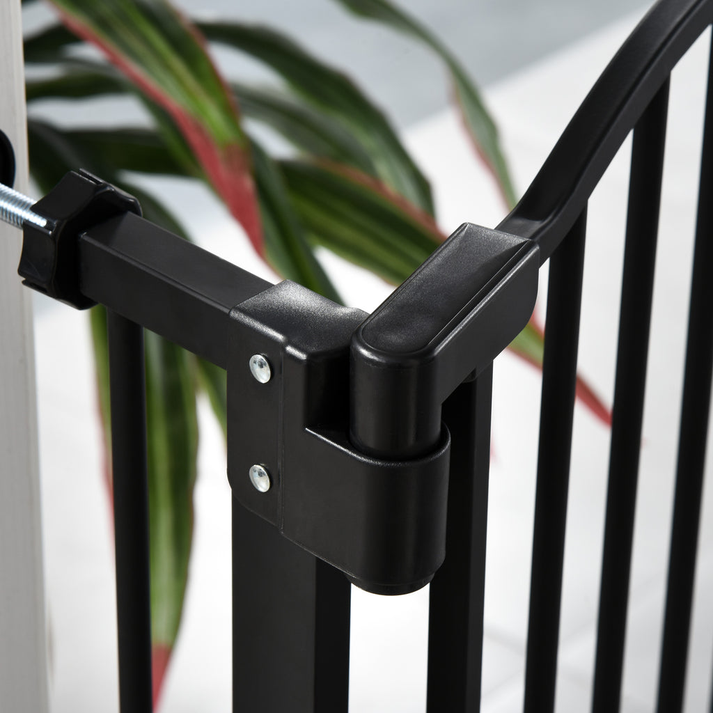 Barrière de sécurité pour chien extensible 74-80 cm fermeture automatique fixation par pression sans percer noir-8