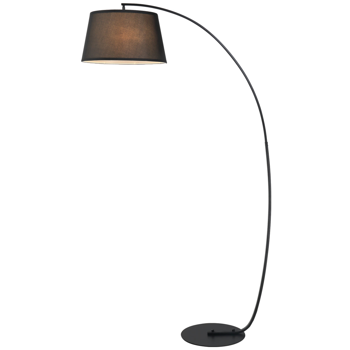 Lampe Lampadaire à Arc Salon Courbée - Lampe Arceau Moderne en Métal - Lampadaire sur Pied, Métal et Lin, Noir-0