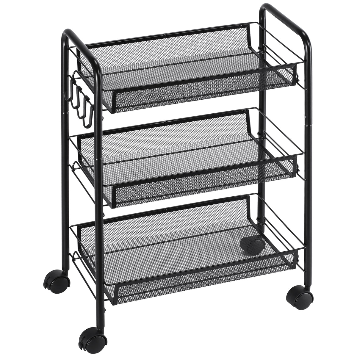 Chariot à 3 niveaux avec paniers desserte à roulettes chariot de rangement roulante 45 x 26,5 x 63 cm Noir-0