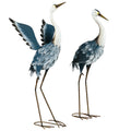 Lot de 2 statues jardin exterieur sculpture de héron en acier pour étang, patio, terrasse, pelouse, 74/70cm multicolore-0