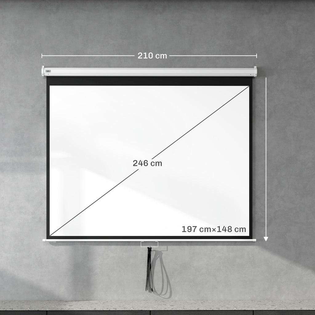 Écran de Projection 100" 4:3 HD 4K, Boîtier en Métal, Écran Hauteur Réglable Manuellement, 203x152cm, Blanc-2