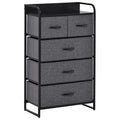Commode Meuble de Rangement 5 tiroirs Pliables en Tissu 58 x 29 x 99 cm Gris-0