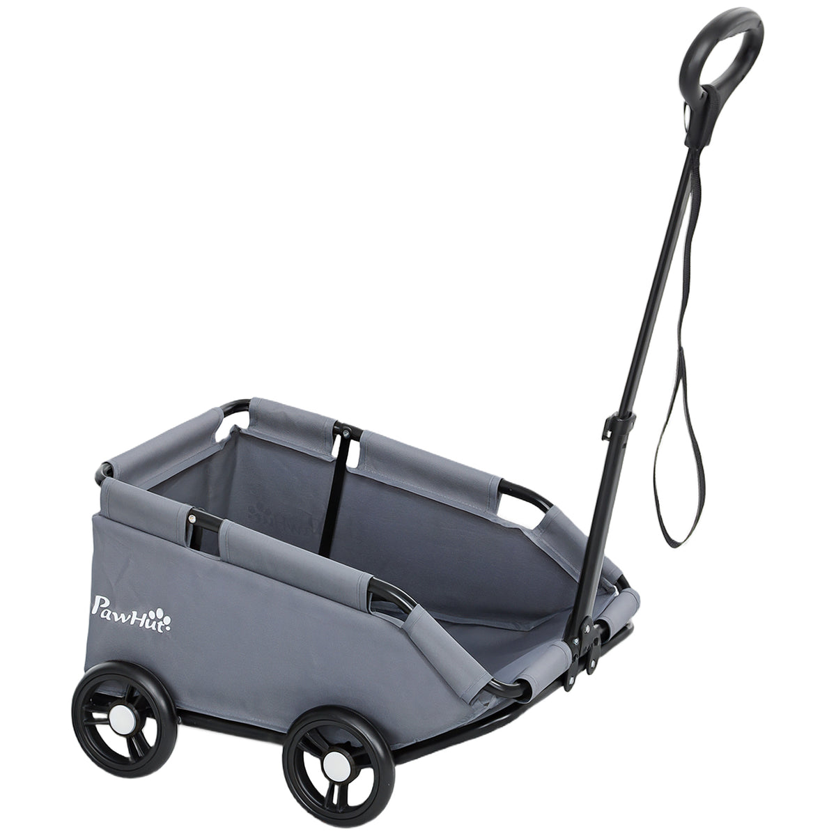 Poussette pour chien poussette petit chien pliable à 4 roues avec tige de poussée réglable 53 x 45 x 28 cm gris-0