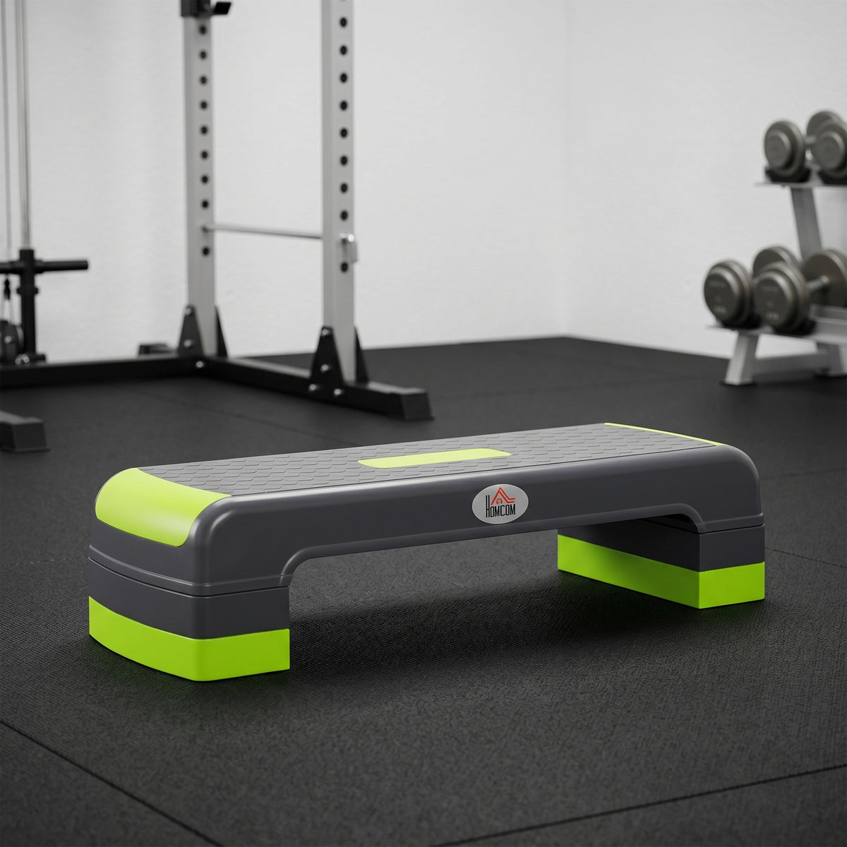 Stepper aérobic fitness hauteur réglable 3 niveaux surface antidérapante 78 x 28 x 20 cm vert et gris-1