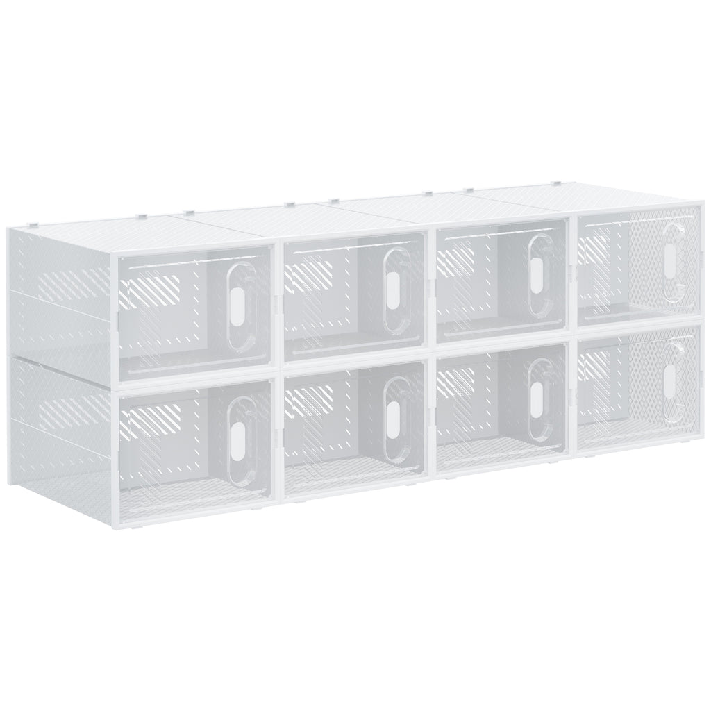 Meuble de rangement modulable, 8 cubes, meuble à chaussures empilables, vêtements, livres, jouets, blanc et transparent-0