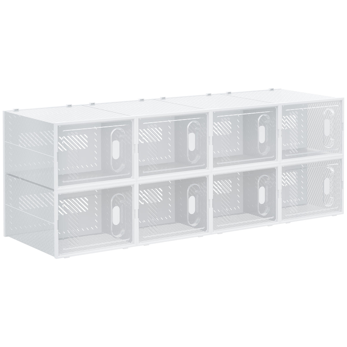 Meuble de rangement modulable, 8 cubes, meuble à chaussures empilables, vêtements, livres, jouets, blanc et transparent-0