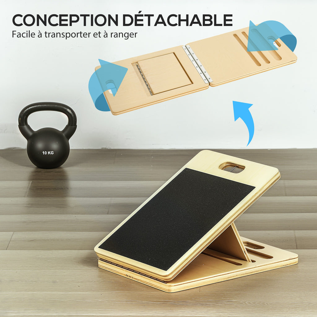Ensemble de barre de pilates et de bandes de résistance avec planche inclinée réglable, équipement d'entraînement bleu-6
