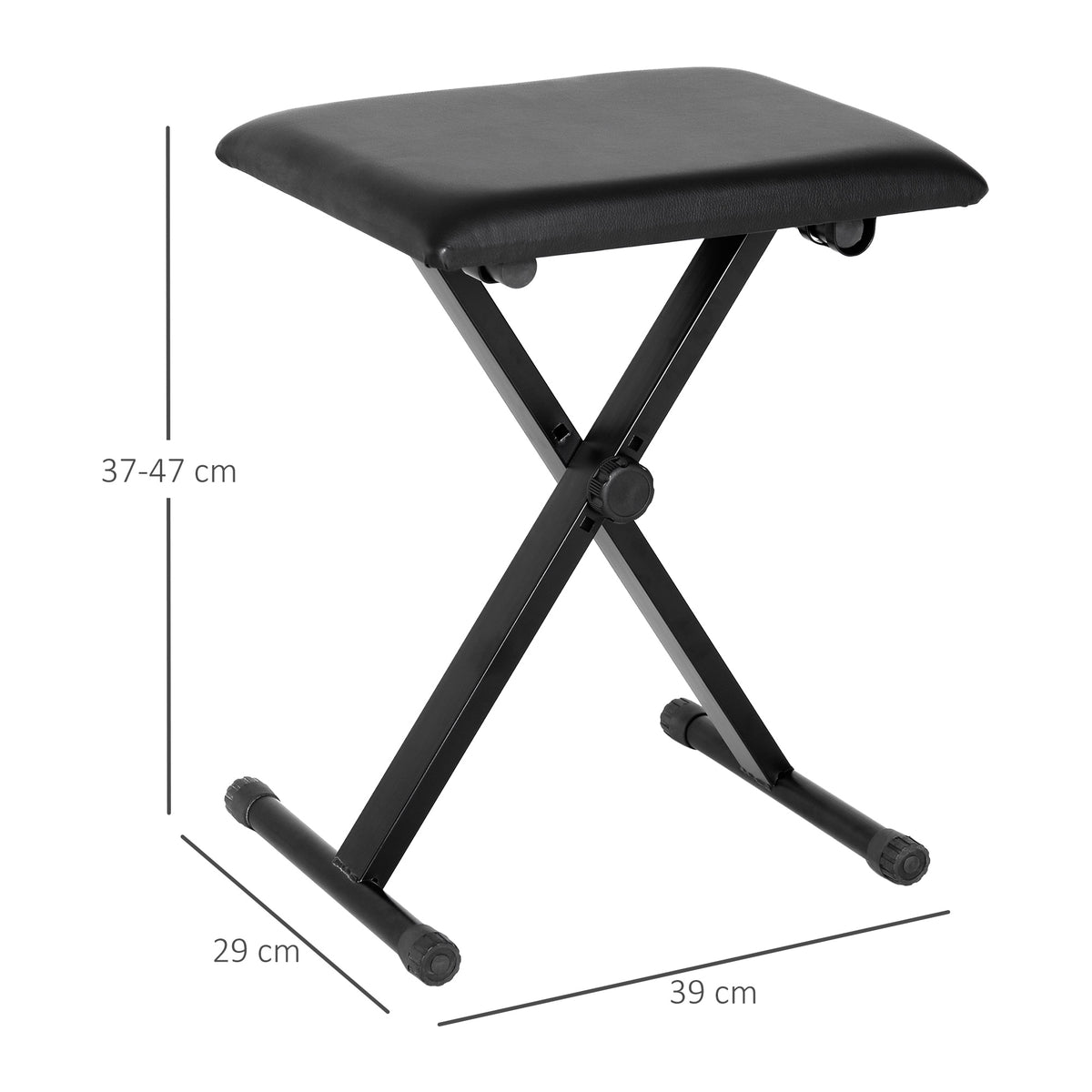 Tabouret piano pliable, banc piano réglable en hauteur de 37 à 47 cm, siège rembourré en PU et pieds en métal antidérapants, charge 100 kg, noir-2