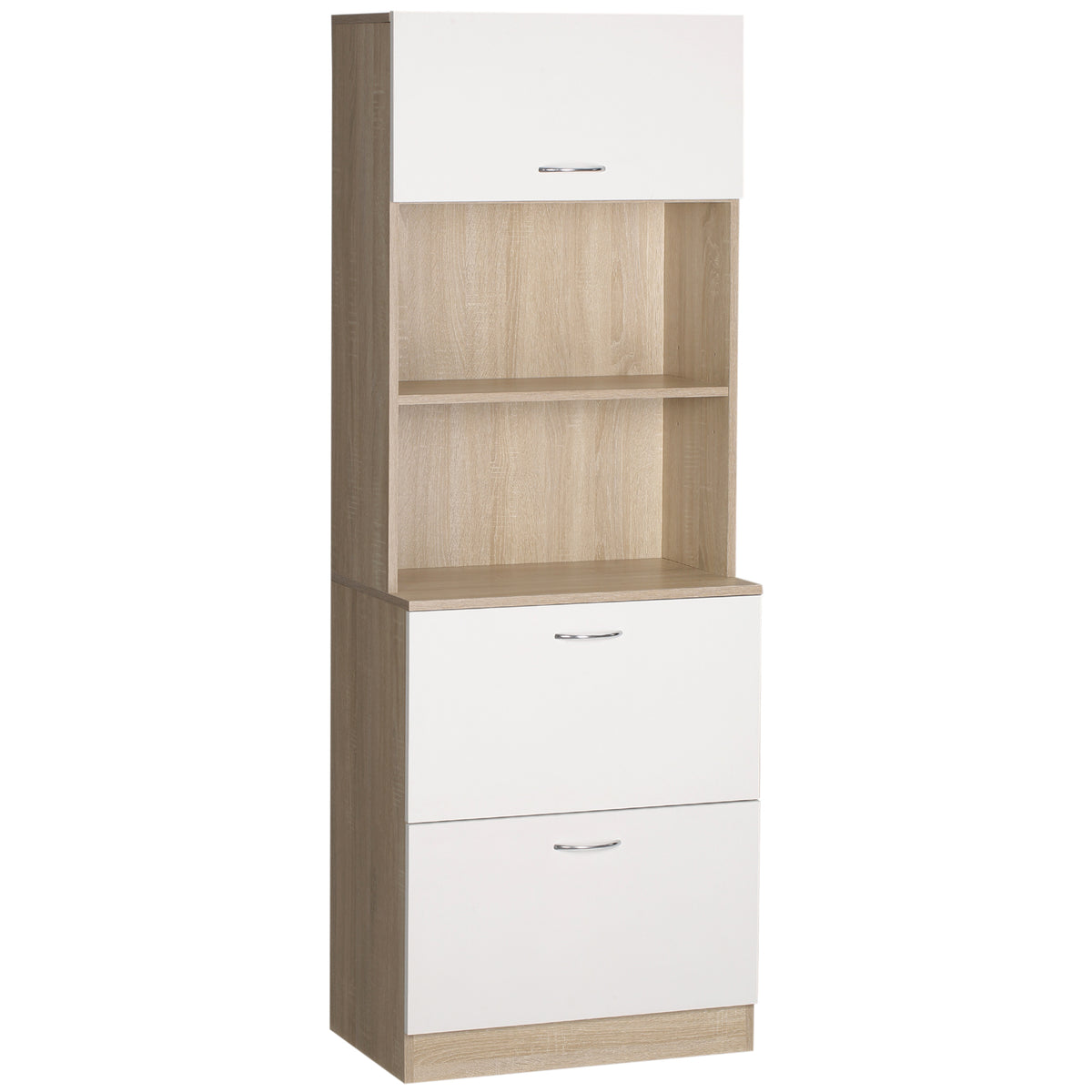 Buffet de cuisine armoire de cuisine multi-rangements 2 tiroirs 1 placard + grand plateau 60 x 38 x 168 cm MDF blanc-0