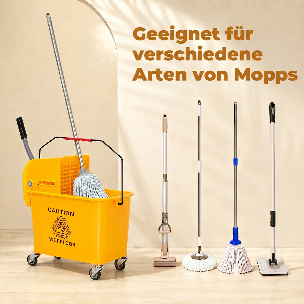 Chariot de nettoyage lavage seau de ménage 20 L avec essoreur et séparateur eau sale propre jaune 60L x 27l x 70,5H cm-4