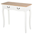 Table Console Table d'entrée Bout de Canapé Style Mexicain 2 tiroirs dim. 87L x 34l x 78H cm MDF Bois Massif pin Clair Blanc-0