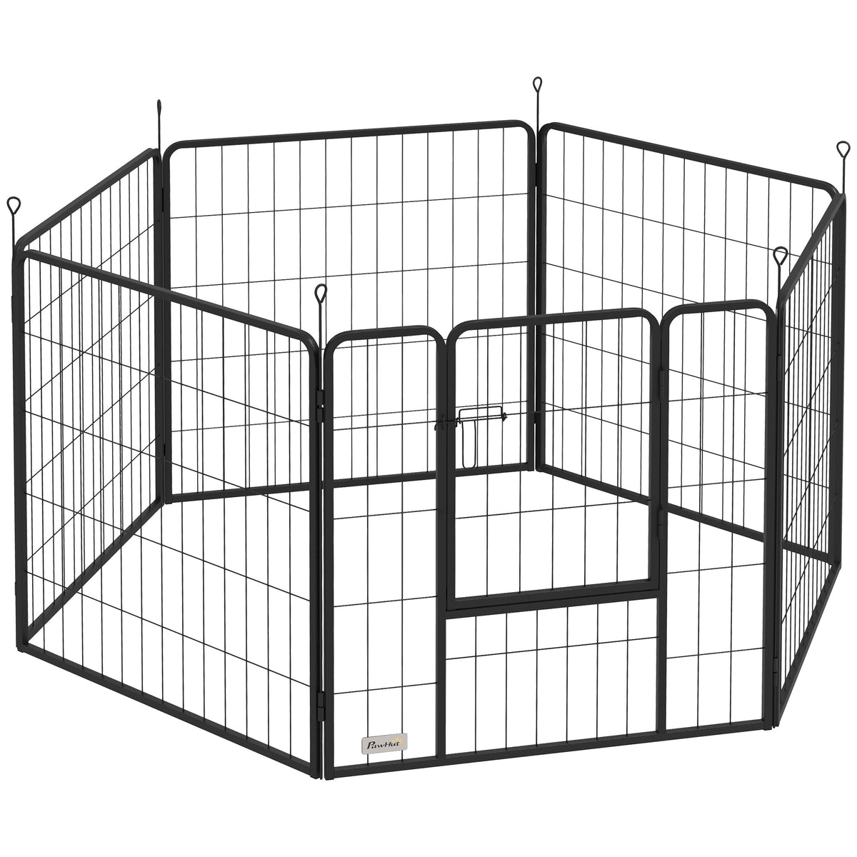 Parc pour chien, enclos chien 6 panneaux modulable et pliable, portable en acier avec porte 80 x 80 gris-0
