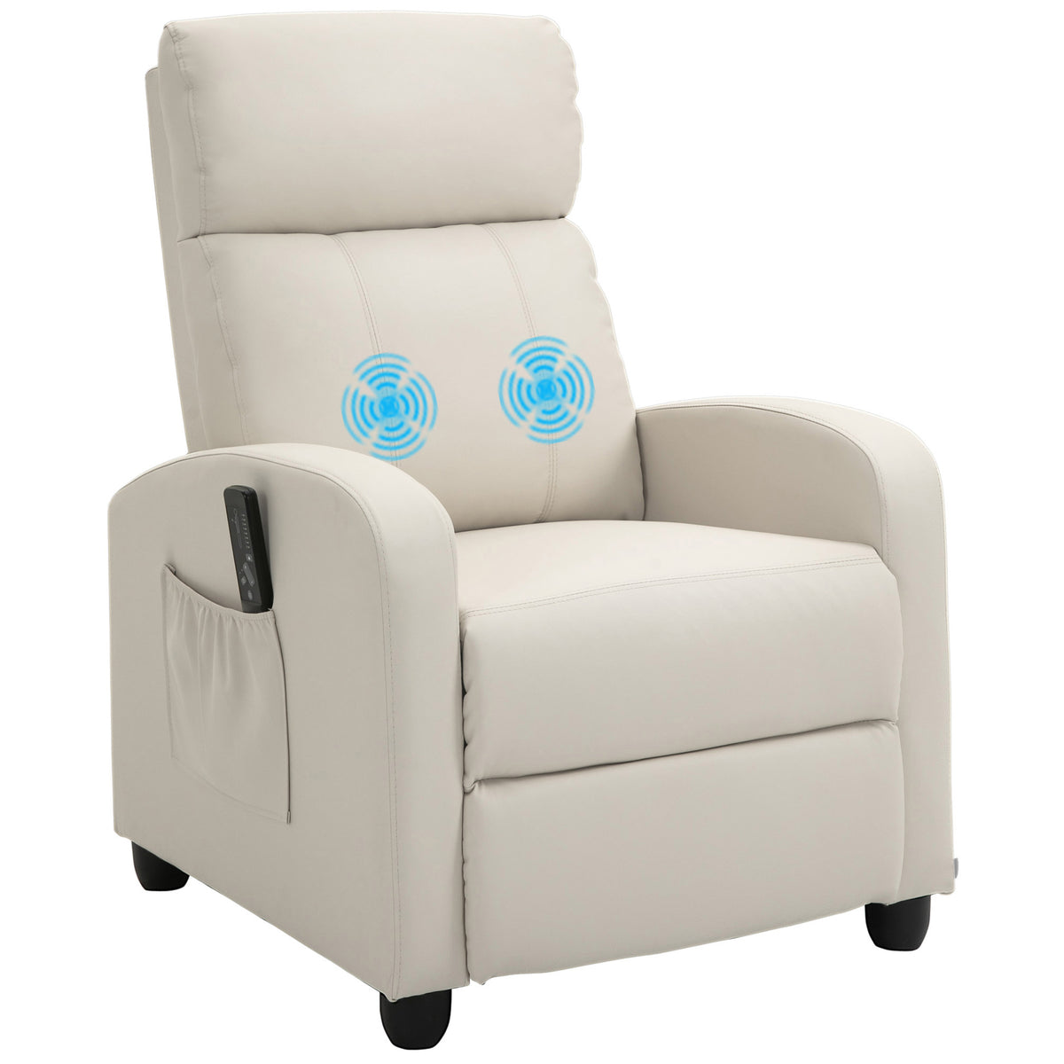 Fauteuil de Relaxation et Massage avec Inclinaison Manuelle Dossier Repose-Pied réglable revêtement synthétique Crème-0