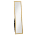 Miroir sur pied mural ou à poser rectangulaire avec cadre en bois pour salon chambre à coucher 37 x 155 cm marron clair-0