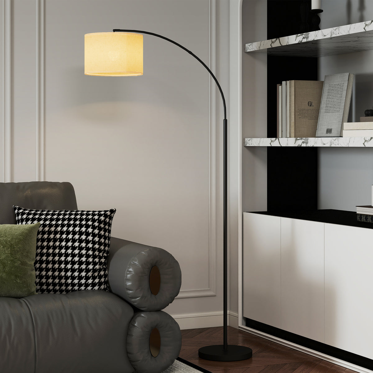 Lampadaire avec télécommande abat-jour réglable 11 température de couleurs et 11 niveaux de luminosité minuterie noir-1