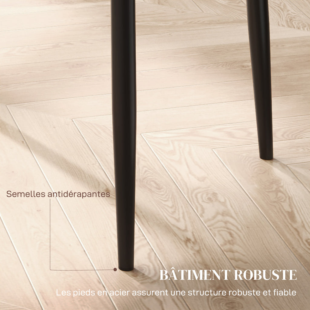 Lot de 2 chaises de salle à manger avec dossier haut, revêtement synthétique et pieds en acier, noir-6