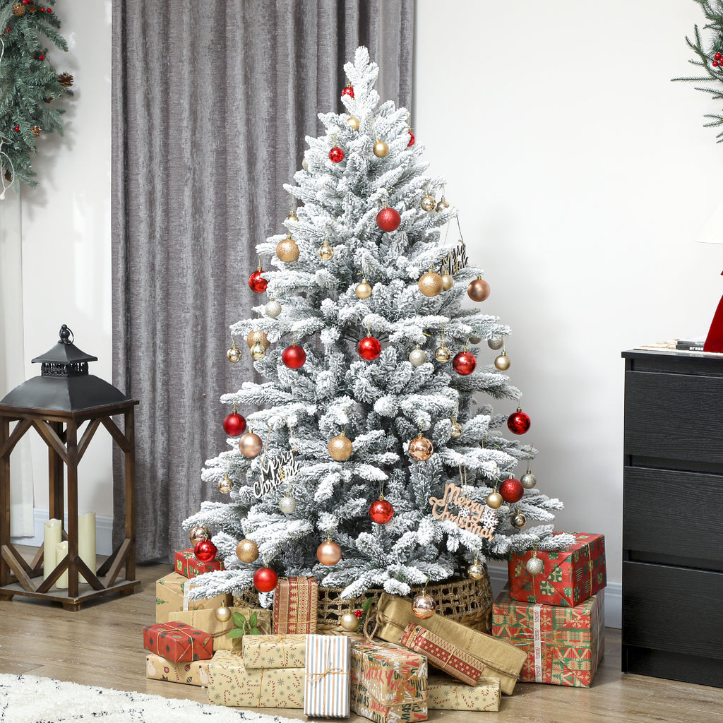 Sapin de Noël artificiel floqué de neige 150 cm, arbre de Noël avec 768 branche, support en métal pliable, vert-9