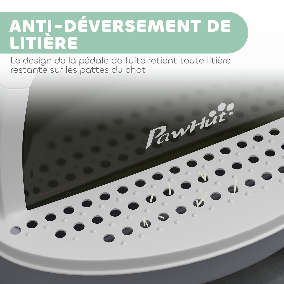Maison de toilette pour chat bac à litière fermé chat poignée de transport porte translucide 40,5 x 52 x 39 cm gris-5