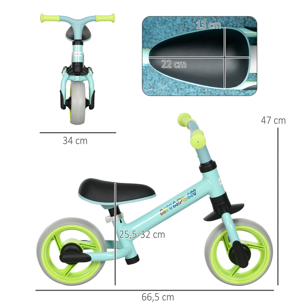 Vélo d'équilibre pour bébé siège réglable roues EVA jouet enfant pour bébé 18-48 mois pour garçons et filles vert-2