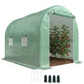 Serre de Jardin Tunnel Surface Sol 6 m² 3L x 2l x 2,10H m châssis Tubulaire renforcé Porte zippée 4 fenêtres enroulables cadre en métal Vert-0