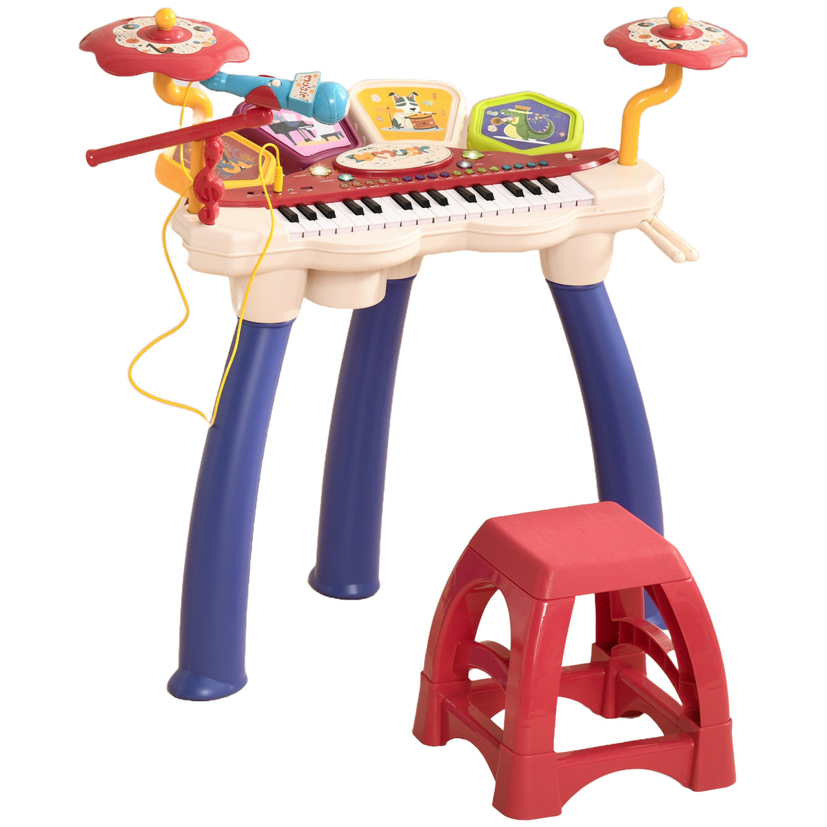 Ensemble de musique 2 en 1 pour enfant piano et batterie électronique avec micro et tabouret-0