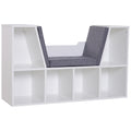 Bibliothèque banc 2 en 1 avec coussins de siège, étagère cube 6 compartiments ouverts et 2 niveaux, meuble de-0