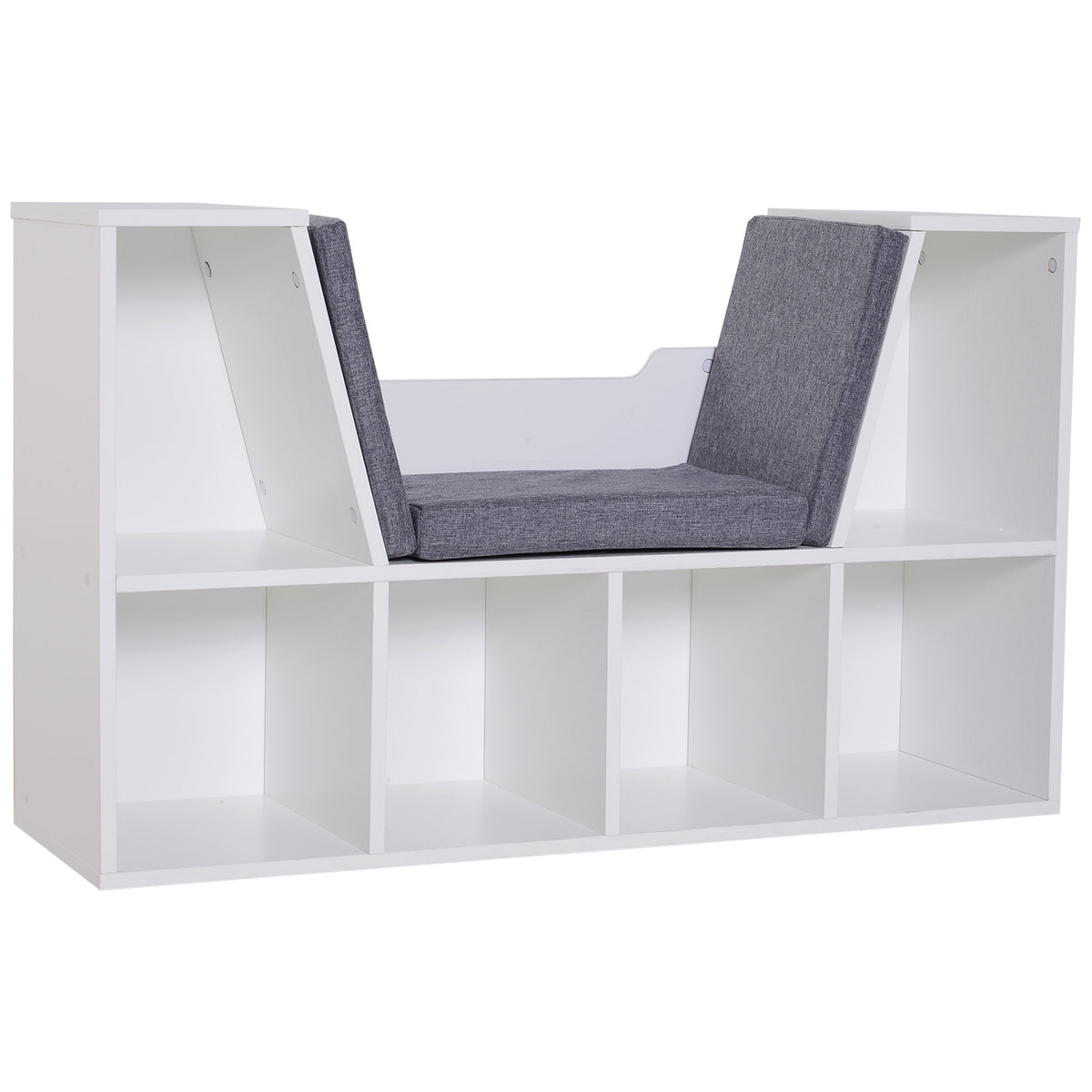 Bibliothèque banc 2 en 1 avec coussins de siège, étagère cube 6 compartiments ouverts et 2 niveaux, meuble de-0