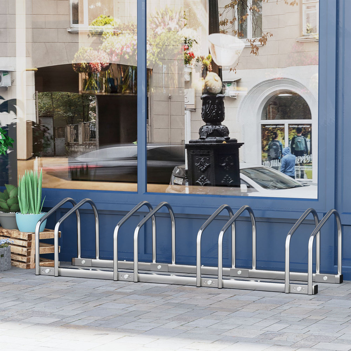 Râtelier 4 vélos dim. 110L x 33l x 27H cm acier galvanisé argent-9