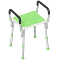 Tabouret de douche pour personnes âgées et handicapées avec accoudoirs, hauteur réglable, patins antidérapants, vert-0