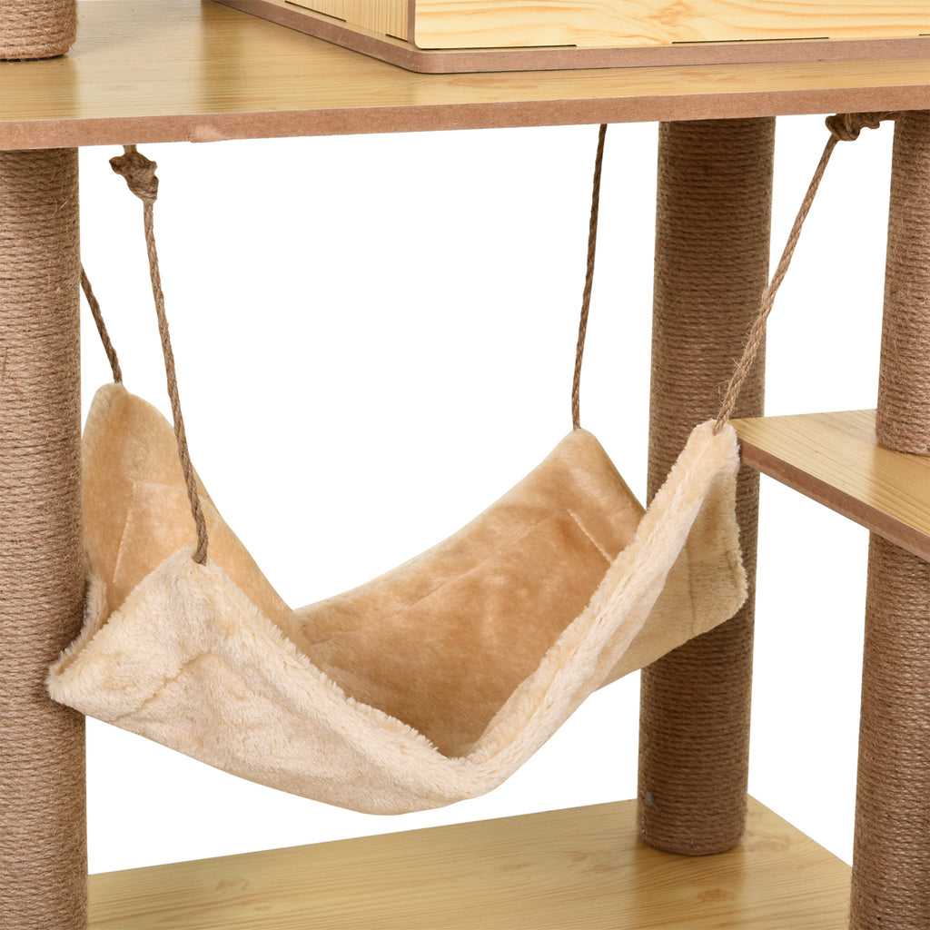 Arbre à chats design contemporain griffoirs grattoirs sisal naturel niche plate-formes hamac boule beige-8