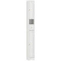 Meuble colonne salle de bain, meuble de rangement, 2 portes, tiroir, compartiment ouvert, étagère réglable, blanc-0