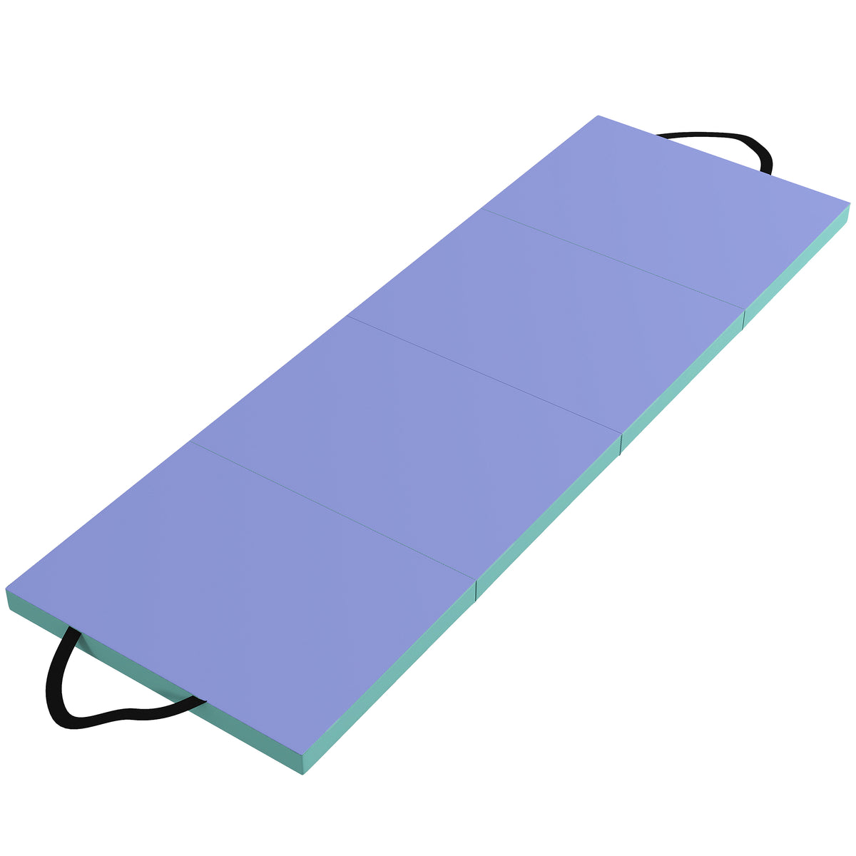 Tapis de gymnastique pliable portable, tapis de sport épais en 4 parties avec poignées, 180 x 60 x 5 cm, vert et violet-0