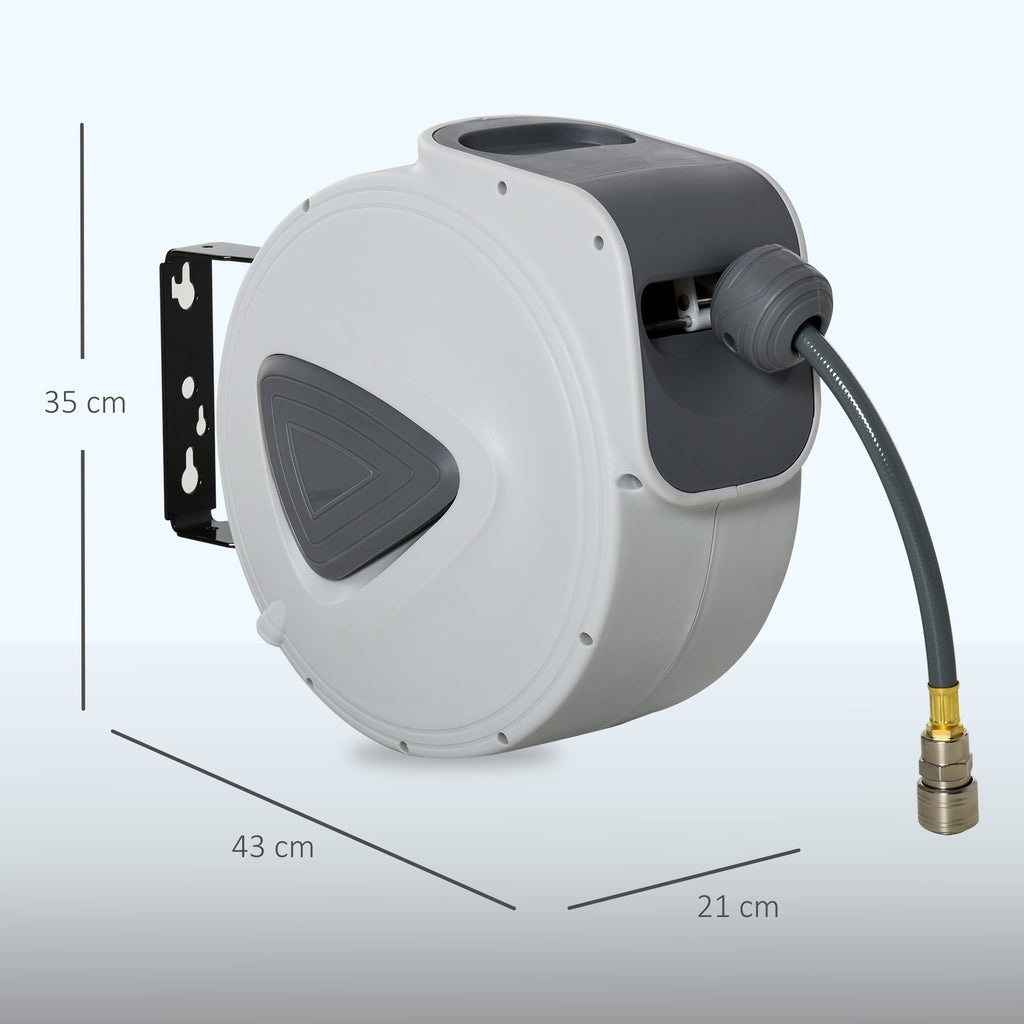 Enrouleur de Tuyau à Air Comprimé 20 m + 1,94 m, Dévidoir Automatique Ø Intérieur 3/8", 1/4" BSPT, Gris-2