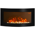 Cheminée électrique Murale éclairages latéraux LED Design Avant-gardiste Affichage LED avec télécommande et minuterie 1000/2000 W luminosité réglable Noir-0
