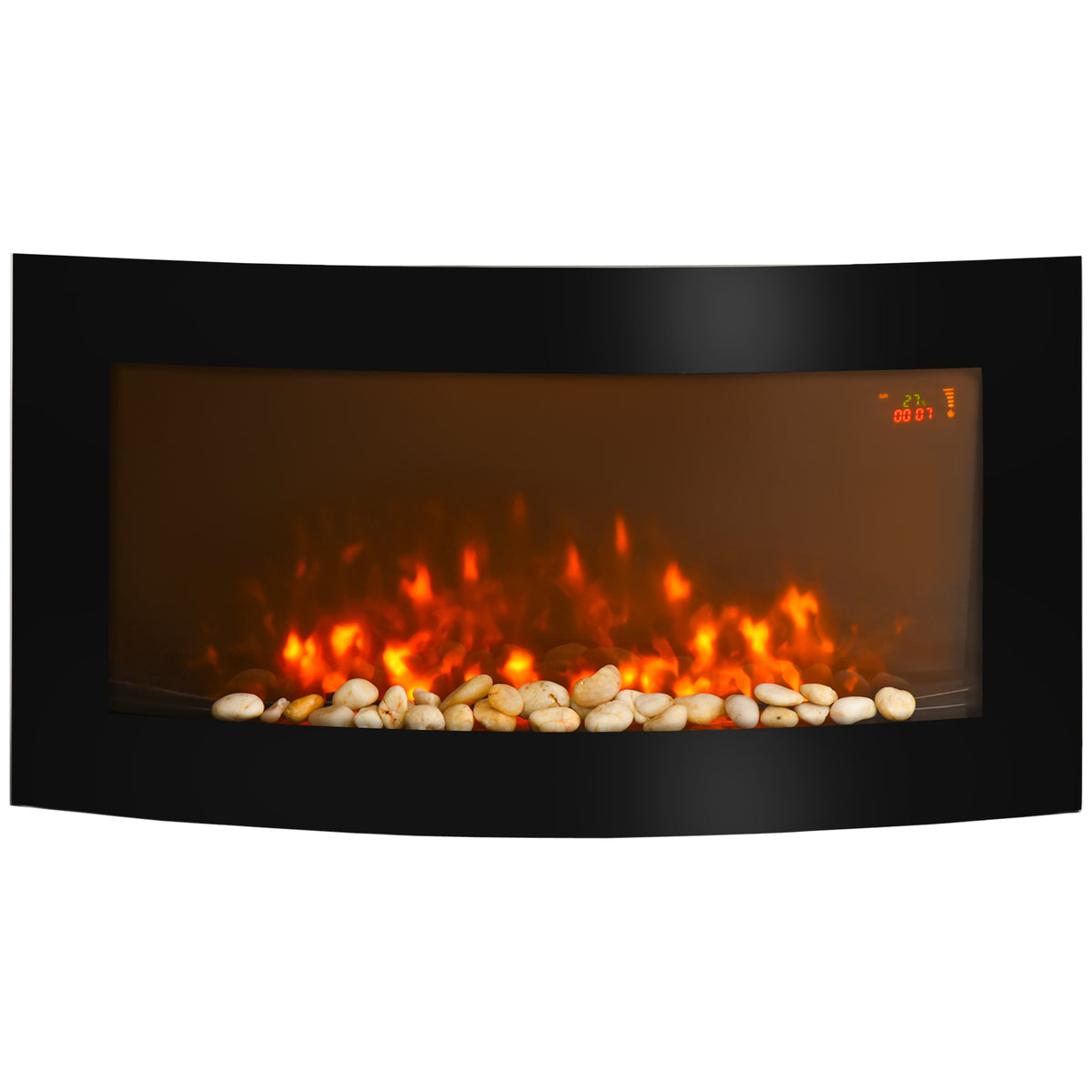 Cheminée électrique Murale éclairages latéraux LED Design Avant-gardiste Affichage LED avec télécommande et minuterie 1000/2000 W luminosité réglable Noir-0