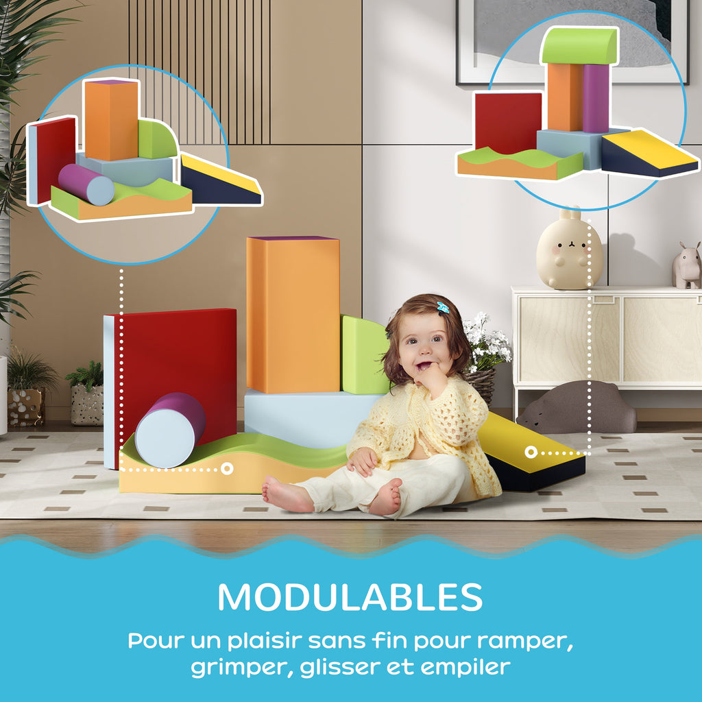 7PCS Module motricité bébé parcours motricité bébé en mousse EPE pour enfants d'âge préscolaire, multicolore-4