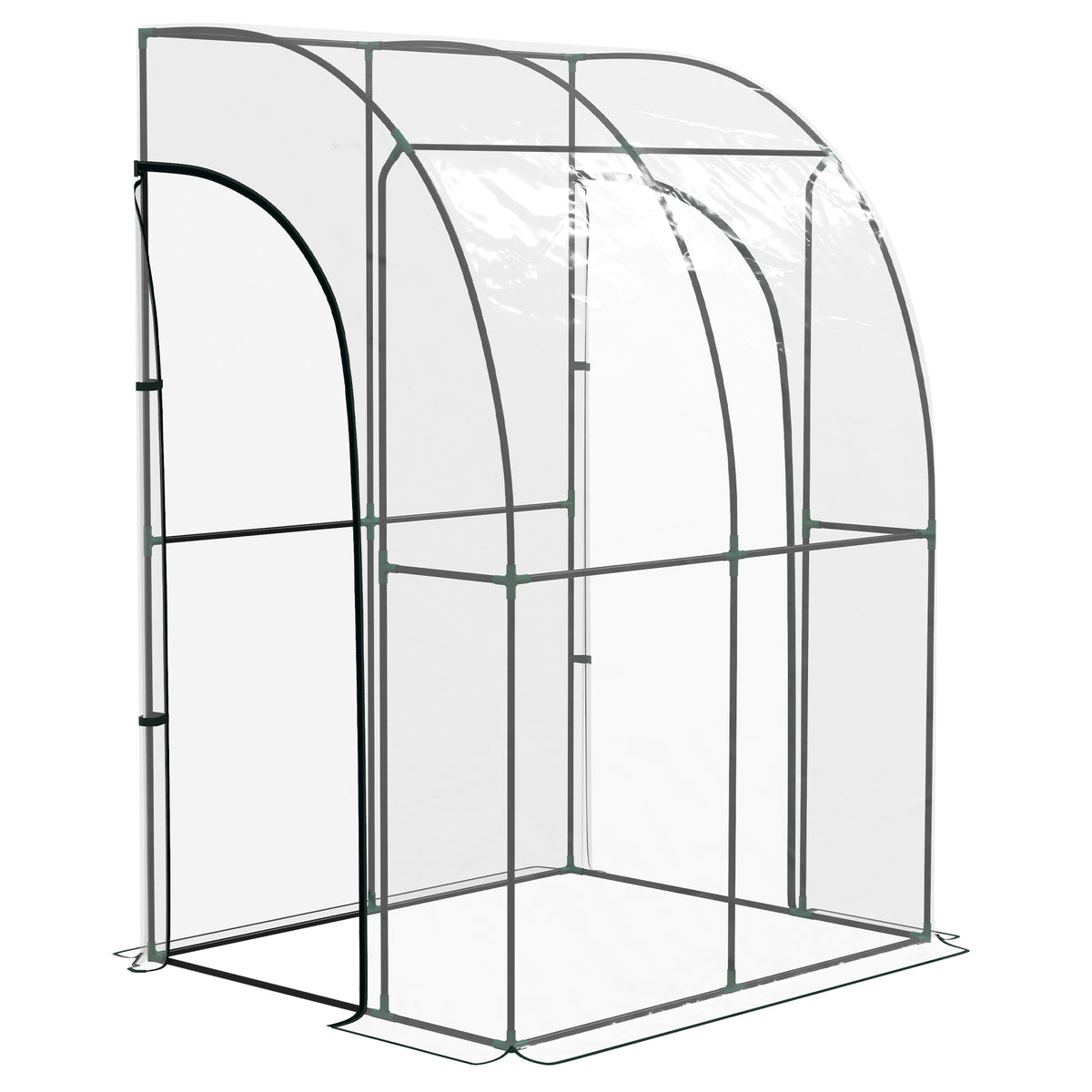 Serre de Jardin adossée serre adossée 2 portes zippées enroulables acier PVC transparent-0