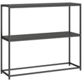 Table Console en Acier 2 Étagères Design Moderne pour Salon Entrée Couloir 100 x 30 x 87 cm Noir-0